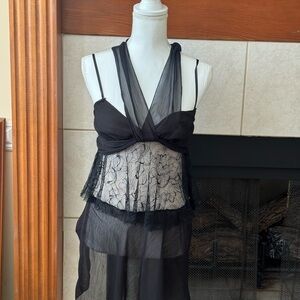 Sheer Black Lace Chemise Nightdress - Women's Intimate